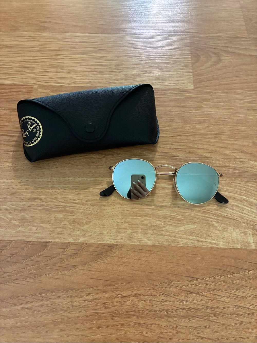 Ray-Ban Gold Frame Sunglasses with Green Lenses